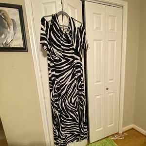 Chicos NWT Zebra Print Open Shoulder Maxi Dress